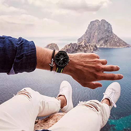 Ullchro Correa Reloj Recambios Correa Relojes Caucho Bicolor Hombre Mujer - 20, 22, 24, 26mm Silicona Correa Reloj con Hebilla de Acero Inoxidable Cepillado Negro (26mm, Negro y Amarillo)