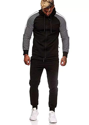 UMore Conjunto de chándal con Capucha para Hombre, Deportivo, Casual, con Cremallera Completa, para Invierno, Parte Superior e Inferior