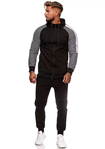 UMore Conjunto de chándal con Capucha para Hombre, Deportivo, Casual, con Cremallera Completa, para Invierno, Parte Superior e Inferior