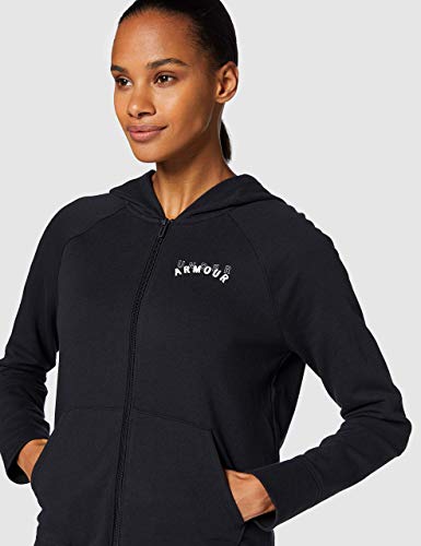 Under Armour Rival Terry Full Zip Parte Superior del Calentamiento, Mujer, Negro, MD