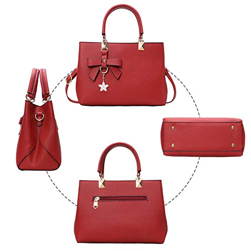 URAQT Bolsos de Mujer, Bolso Señora Tote Baratos, PU Piel Bolso de Hombro Mujers del Trabajo, Diario Vida y Vacaciones, Rojo