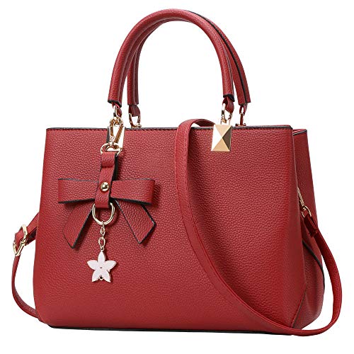 URAQT Bolsos de Mujer, Bolso Señora Tote Baratos, PU Piel Bolso de Hombro Mujers del Trabajo, Diario Vida y Vacaciones, Rojo