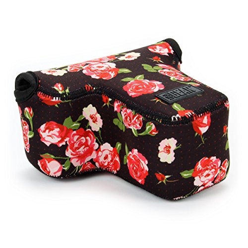 USA Gear Funda para Cámara DSLR con Protección de Neopreno, Presilla para Cinturón y Almacenamiento de Accesorios - Compatible con Nikon D3400, Canon EOS Rebel SL2, Pentax K-70 y más - Floral