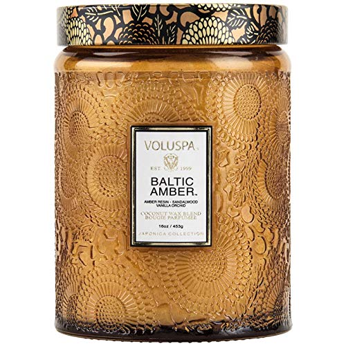 Voluspa Vela Tarro de Cristal Grande de ámbar Báltico 16 oz