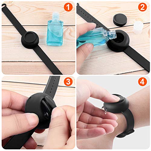 VZATT Pulsera Dispensadora, Silicone Bracelet Portable Wearable Refillable Soap Liquid Handwash Gel Dispenser for School Outdoor Travel Daily Hand Washing