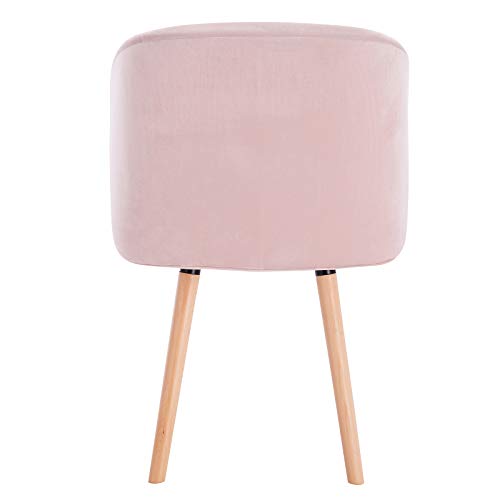 WOLTU 2X Sillas de Comedor Nordicas Estilo Vintage Dining Chairs Juego de 2 Sillas de Cocina Tulip Sillas Tapizadas en Terciopelo Silla de Conferencia Silla de Escritorio Rosa BH121rs-2