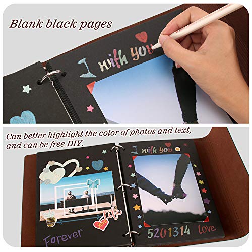 XIUJUAN Album de Fotos para Pegar Álbum Scrapbooking DIY Libros de Firmas Cuero Vintage Regalos Originales Navidad Cumpleaños Aniversario Boda San Valentín para Mujer Hombre, Brújula, Marrón Grande
