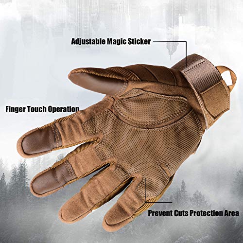 Xnuoyo Goma nudillo Duro Dedo Completo y Medio Dedo Guantes Guantes Protectores Guantes de Pantalla táctil para Motocicleta Ciclismo Caza Escalada Acampar marrón XL