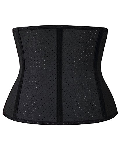 YIANNA Mujer Fajas Reductoras Adelgazantes Torso Corto Waist Trainer Corset Reductor Cinturilla Moldeadora Latex Respirable Negro, 110266 Size S