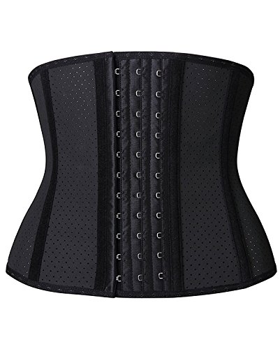 YIANNA Mujer Fajas Reductoras Adelgazantes Torso Corto Waist Trainer Corset Reductor Cinturilla Moldeadora Latex Respirable Negro, 110266 Size S