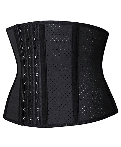 YIANNA Mujer Fajas Reductoras Adelgazantes Torso Corto Waist Trainer Corset Reductor Cinturilla Moldeadora Latex Respirable Negro, 110266 Size S