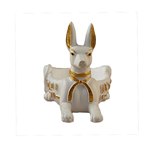 YOLANDE Creativa Resina Cenicero para Cigarrillos Egipto Cabeza De Perro Artesanía Decoración para Hogar Y Jardín Al Aire Libre,Blanco