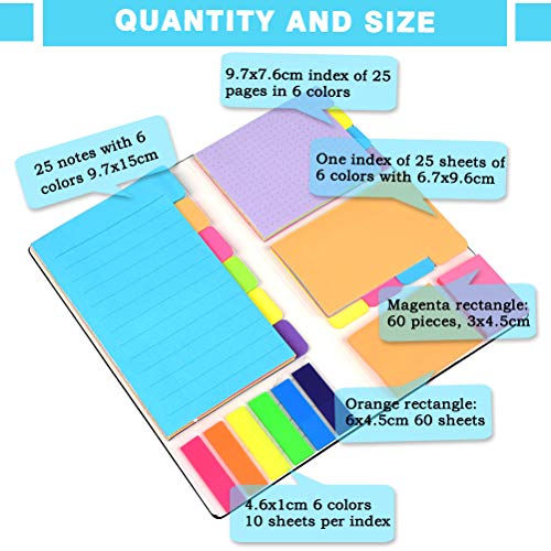 YOTINO Set Notas Adhesivas, 426Pcs Diferentes Tamaños y Colores, Marcadores Adhesivos Priorizar Notas Adhesivas Divisoras con Codificación de Colores