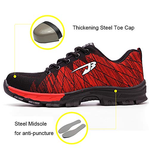 Zapatos de Seguridad para Hombre Transpirable Ligeras con Puntera de Acero Zapatillas de Seguridad Trabajo, Calzado de Industrial y Deportiva 42
