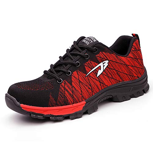 Zapatos de Seguridad para Hombre Transpirable Ligeras con Puntera de Acero Zapatillas de Seguridad Trabajo, Calzado de Industrial y Deportiva 42