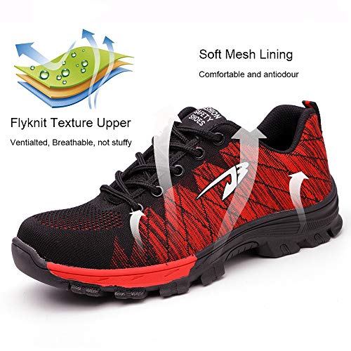 Zapatos de Seguridad para Hombre Transpirable Ligeras con Puntera de Acero Zapatillas de Seguridad Trabajo, Calzado de Industrial y Deportiva 42