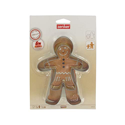 Zenker Cortadores Galletas Ginger en acero estañado. Color inox. Pequeño 10,5x9cm. Y Grande 16x12,5cm. 2 uds.