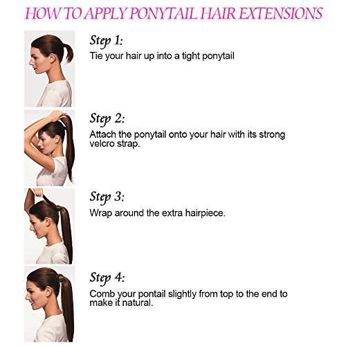 17"(43cm) Coleta Postiza de Pelo Sintético Rizado con Clips Extensiones de Cabello Invisible y Natural Ponytail Hair Extension (90g,Castaño Caoba Claro)