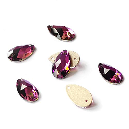 3230 Coser en diamantes de imitación Colorido agujero Piedra caída Venta al por mayor Flatback Craft Accesorios Cristal Strass para la decoración de la ropa, Amatista, 7x12mm 96pcs