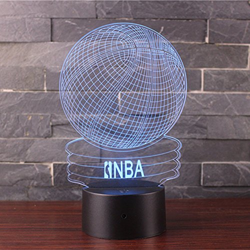 3D Lámpara de Escritorio Mesa 7 cambiar el color botón táctil de escritorio del USB LED lámpara de tabla ligera Decoración para el Hogar Decoración para Niños Mejor Regalo (Baloncesto NBA)