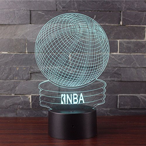 3D Lámpara de Escritorio Mesa 7 cambiar el color botón táctil de escritorio del USB LED lámpara de tabla ligera Decoración para el Hogar Decoración para Niños Mejor Regalo (Baloncesto NBA)