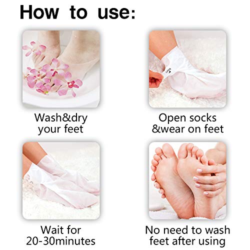 5 pares de valores hidratantes Máscaras Pies - Profesionales pies del bebé y calidad de spa Pies Tratamiento calcetines para los talones agrietados y los pies secos de la piel - Profundamente