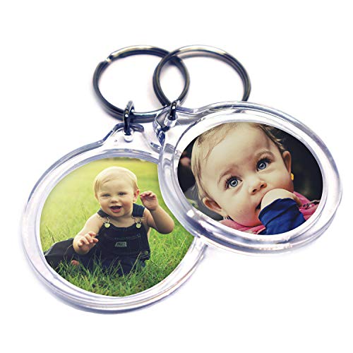 50 Llaveros de Fotos de Acrilico - 4cm Redondo Acrílico Transparente Llavero en Blanco - Llavero Apto para Billetera para Insertar Fotos Personalizadas - Llavero de plástico para Mujeres y Hombres