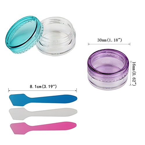 54pcs de Envases cosméticos de LANMOK con 3pcs raspador de colores varios, plástico, portátil para llenar Productos de cuidado de la piel, cosmético