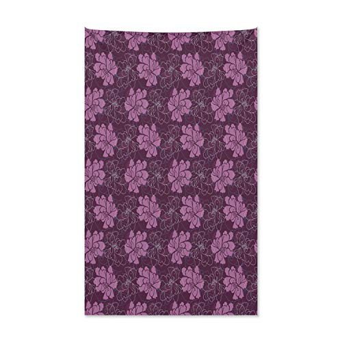 ABAKUHAUS Primavera Tapiz de Pared y Cubrecama Suave, Patrón Botanical Petal, Lavable Colores Firmes, 140 x 230 cm, Rose Secada Y Ciruela