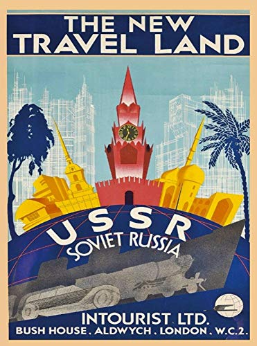 ABLERTRADE New Travel Land URSS Rusia Vintage Rusia Anuncio de Viaje de Metal Cartel de Chapa Impresa 20 x 30 cm para decoración de Pared