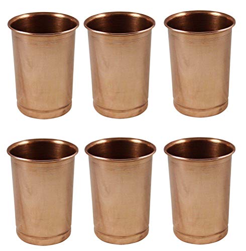ABN Fashion 6 vasos de cobre puro sin fugas de vidrio a prueba de fugas para Yoga/Ayurveda Health Benefit