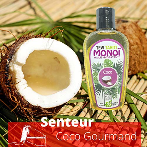 Aceite autobronceador COCO, monoi Tahiti 98% puro, autobronceador, acelerador natural del bronceado, bronceado rápido sensual, botella de vidrio de 120 ml, vegano, libre de crueldad