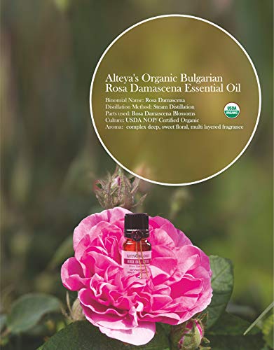 Aceite esencial orgánico Alteya Búlgara Rose (Rosa Damascena Rose Otto) 4.3 ml – 100% USDA certificado orgánico puro natural auténtico destilado al vapor y vendido directamente por The Rose Grower Alteya Organics