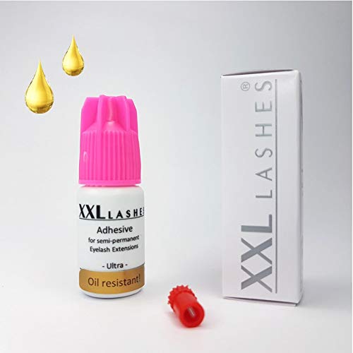 Adhesivo para extensiones de pestañas XXL Lashes xD "Ultra", pegamento resistente al aceite y agua, alta durabilidad, secado rápido, idéal para técnica de volumen XD, vegano, 5 ml (fecha de envasado en la base de la botella)