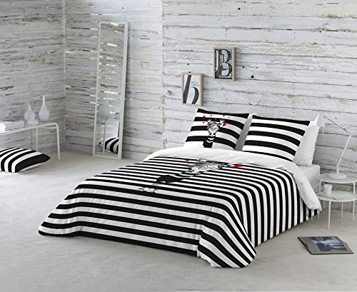 AGUSTINA GUERRERO Funda nórdica, Blanco, Negro, Cama 90