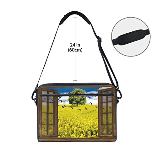 Ahomy - Funda para portátil de 14", diseño de Flores de Ganso con Ventana y Correa para el Hombro