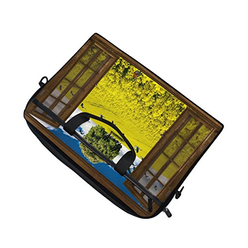 Ahomy - Funda para portátil de 14", diseño de Flores de Ganso con Ventana y Correa para el Hombro