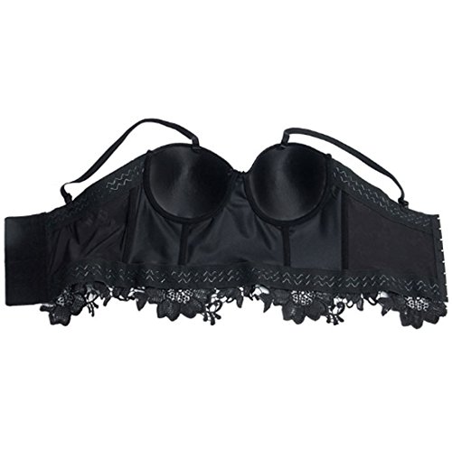 Aiuem Encaje Push Up Bralet Corsé de Mujer Sujetador Bustier Night Club Party Recortar Top Chaleco (Negro, L)