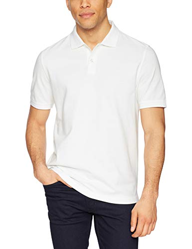 Amazon Essentials Slim-Fit Cotton Pique Polo Shirt Shirts, Blanco, US M (EU M)