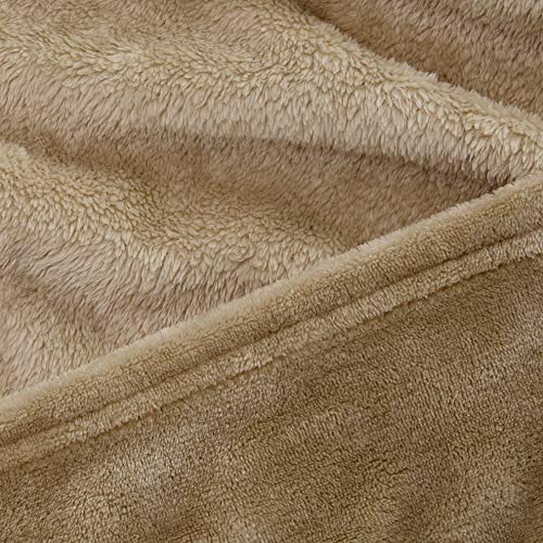 AmazonBasics - Manta, hecha de felpa de terciopelo suave - 229 x 274cm - arena