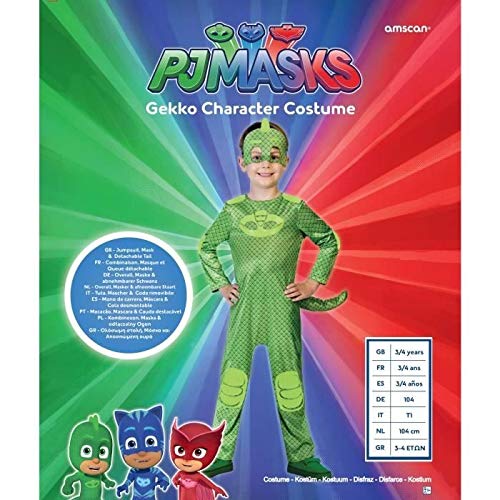 amscan – PJMASQUES GLUGLU-Gekko – Disfraz infantil – Verde – 2-3 años 9902955
