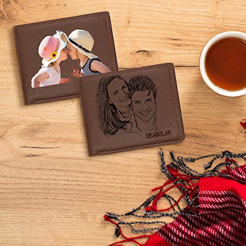Aolun Billetera Personalizada Hombre,Cuero Billetera,Billeteras Personalizadas Foto para Dia Del Padre Regalos