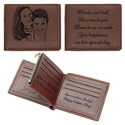 Aolun Billetera Personalizada Hombre,Cuero Billetera,Billeteras Personalizadas Foto para Dia Del Padre Regalos