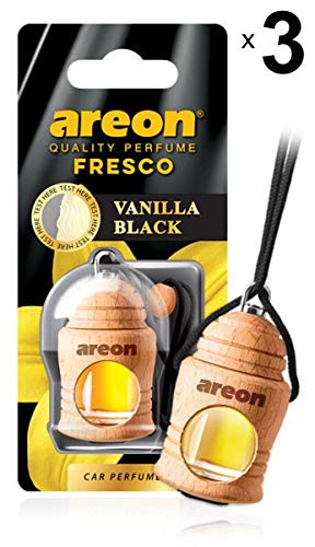 AREON Fresco Ambientador Vainilla Negra Coche Olor Colgante (Pack de 3)