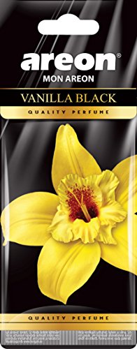 Areon Mon Ambientador Coche Vainilla Negro Colgante Colgar Olor Perfume Original Cartón Retrovisor 2D ( Vanilla Black Pack de 1 )