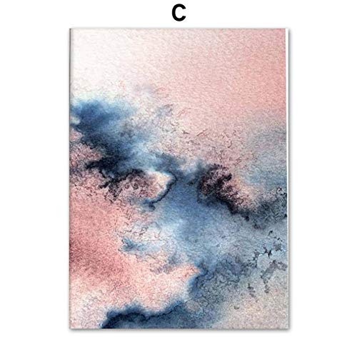 Arte de la Pared Pintura de la Lona Flor Rosada Azul Hojas Tropicales Abstractas nórdicas Carteles e Impresiones Imágenes de la Pared para la decoración de la Sala de Estar Sin marco-50x70cmX3