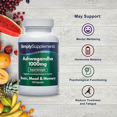 Ashwagandha 1000mg - ¡Bote para 2 meses! - Apto para veganos - 120 Cápsulas - SimplySupplements