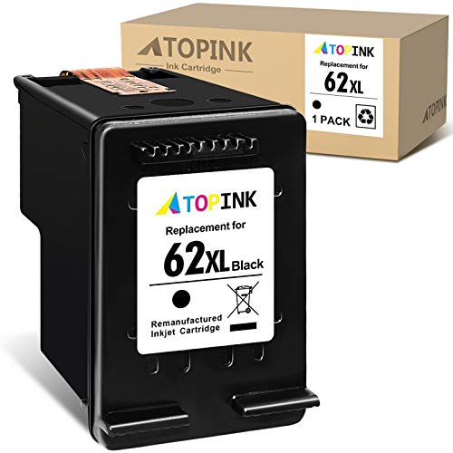 ATOPINK - Cartucho de tinta remanufacturado para HP 62 62XL para HP OfficeJet 250 200 5740 5742 Envy 7640 5646 5540 5640 5545 5541 5544 (1 negro)