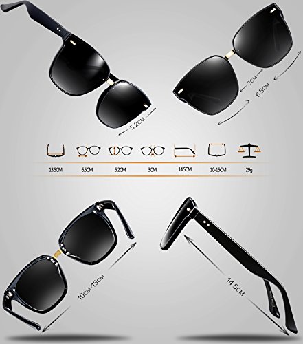 ATTCL Clásico Gafas De Sol Hombre mujer Polarizadas Protección UV 555-Black