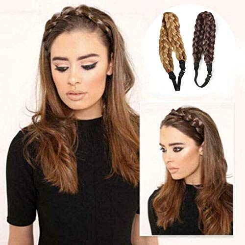 Banda para el Cabello de Moda Flexible, Bandas para el Cabello Trenzadas Bohemias de Tejido de Cinco hebras, Peluca Trenzada, Espiga Gruesa, Accesorios para el Cabello Elegantes para Damas,